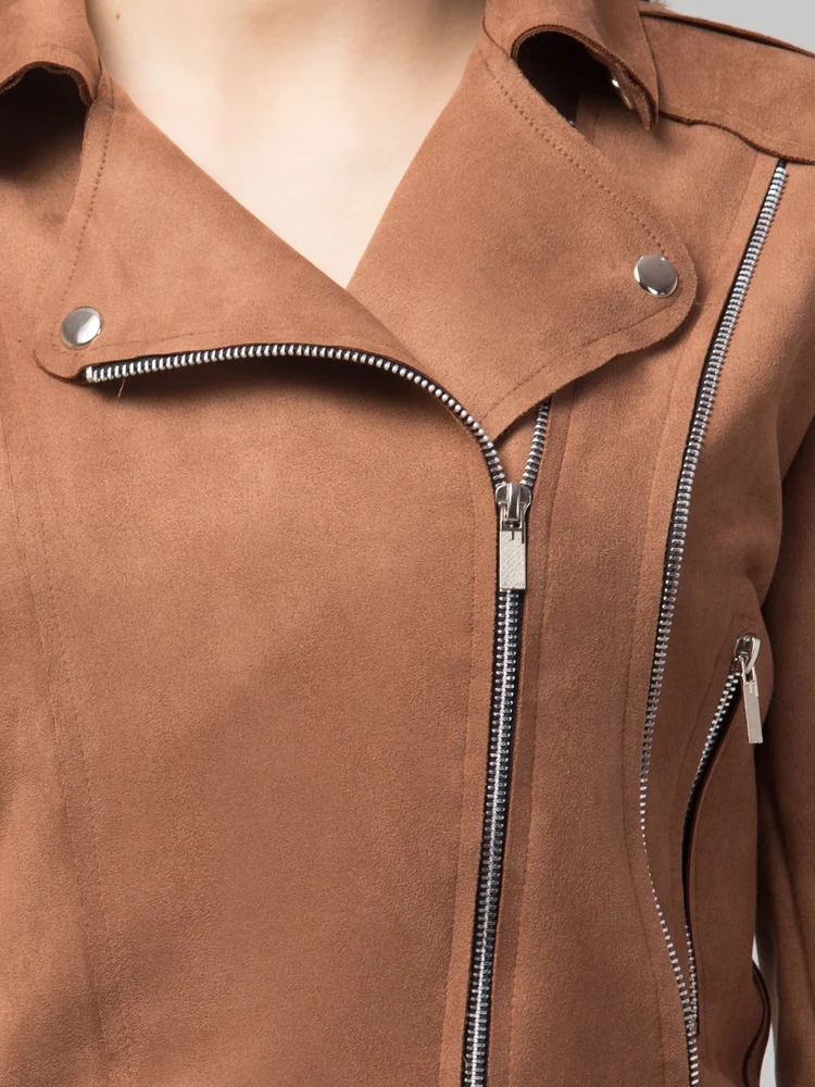 Biker Jacket with Front Zip Closure