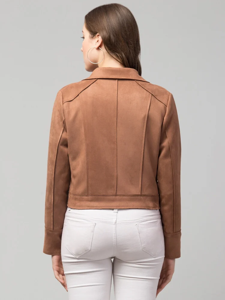 Biker Jacket with Front Zip Closure