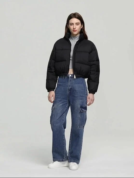 Women Quilted Zip-Front Bomber Jacket