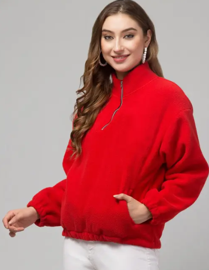 Womens Sweatshirts Half Zip Cropped Casual Pullover Thumb Hole Classic Comfy Spring and Fall