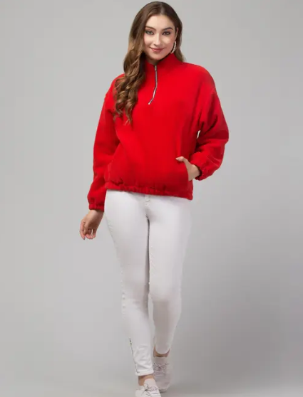 Womens Sweatshirts Half Zip Cropped Casual Pullover Thumb Hole Classic Comfy Spring and Fall