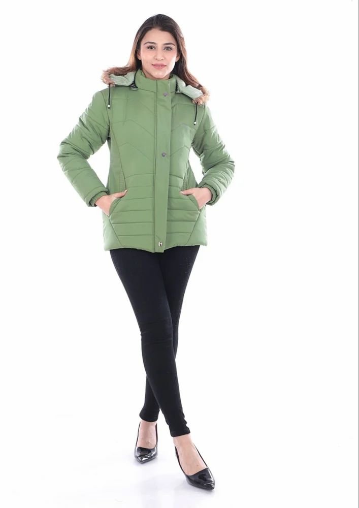Cotton Women's Green Jacket